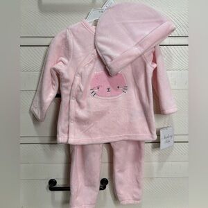 Sterling Baby | NWT Soft Velour Cat Matching Set with Hat